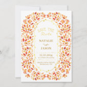 Elegante rustikale Herbstlaubs Boho Wedding Save The Date (Vorderseite)