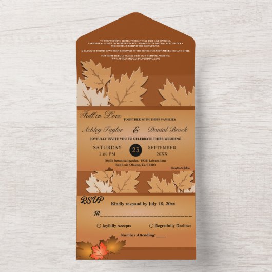 Elegante rustikale Herbstleaves fallen blutige Hoc All In One Einladung (Innen Boden)