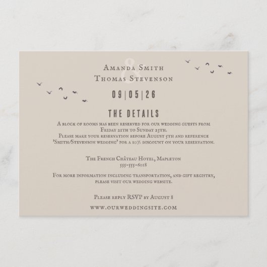 Elegante rustikale Herbstmontage Hochzeitslandscha Begleitkarte (Vorderseite)