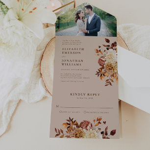 Elegante rustikale Hochzeit All In One Einladung