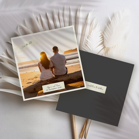 Elegante rustikale Hochzeit Das Datum mit Foto spe Save The Date