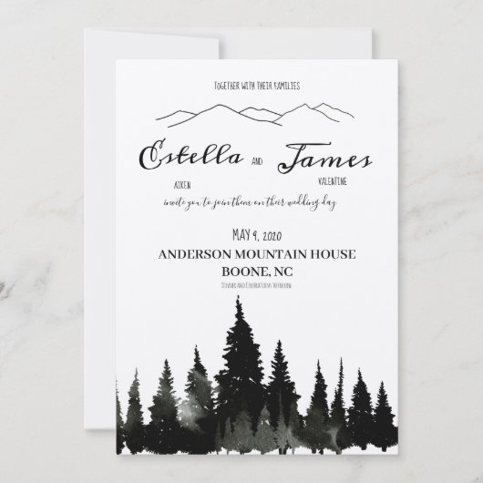 Elegante Rustikale Hochzeit Einladung (Vorderseite)