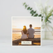 Elegante rustikale Hochzeit Einladung mit Foto (Stehend Vorderseite)