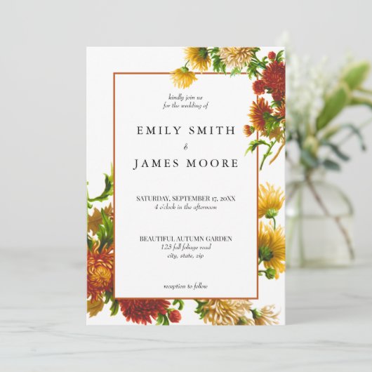Elegante Rustikale Hochzeit im Herbst Herbst Einladung (Stehend Vorderseite)