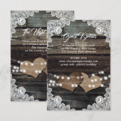 Elegante Rustikale Hochzeit mit Holzblumen Begleitkarte (Vorne/Hinten)