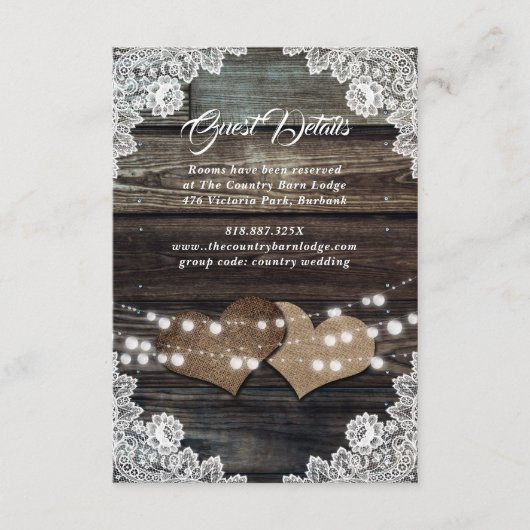 Elegante Rustikale Hochzeit mit Holzblumen Begleitkarte (Vorderseite)