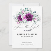 Elegante rustikale Hochzeit mit Lila Blütenschwarm Save The Date (Vorderseite)