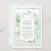 Elegante rustikale Hochzeit mit Wald und Bäumen Einladung (Vorderseite)