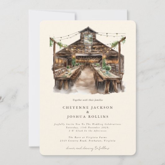 Elegante Rustikale Hochzeit von Stallhalde Einladung (Vorderseite)
