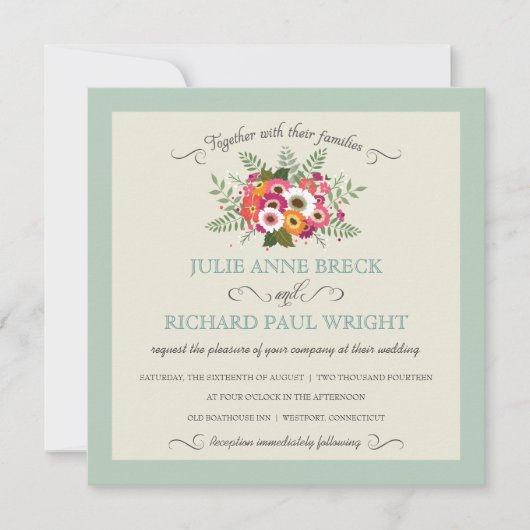 Elegante Rustikale Hochzeiten Einladung (Vorderseite)