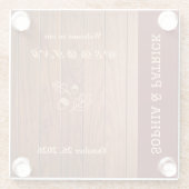 Elegante rustikale Hochzeitseinladung Glasuntersetzer (Rückseite)