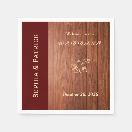 Elegante rustikale Hochzeitseinladung Serviette (Vorderseite)