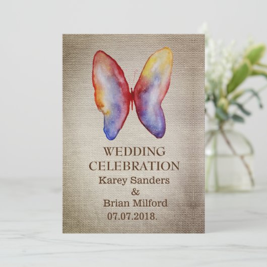 Elegante Rustikale Hochzeitseinladungen Einladung (Stehend Vorderseite)