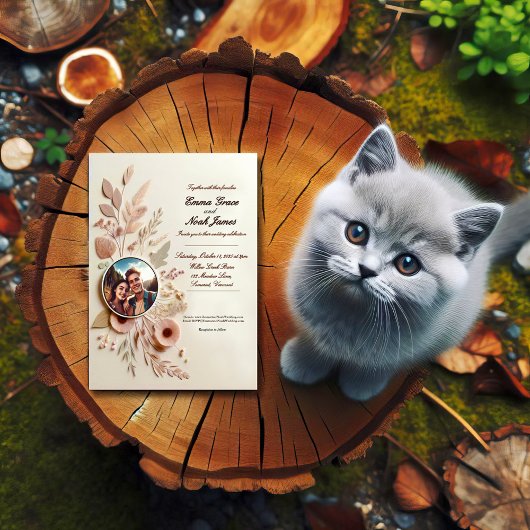 Elegante Rustikale Hochzeitsfeier Einladung