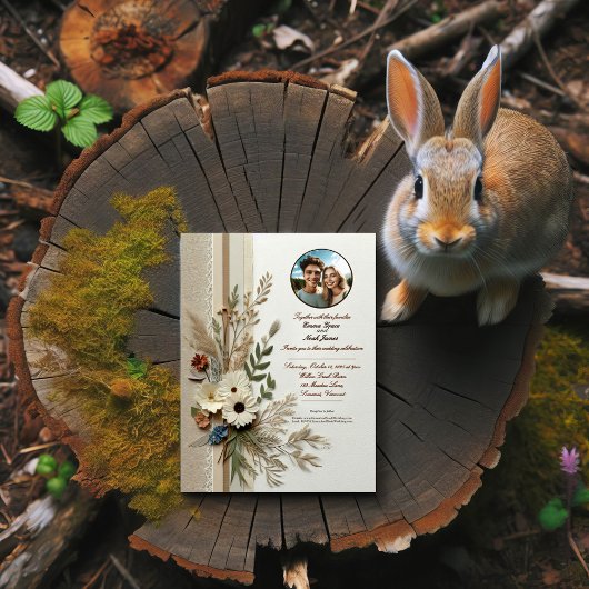 Elegante Rustikale Hochzeitsfeier Einladung