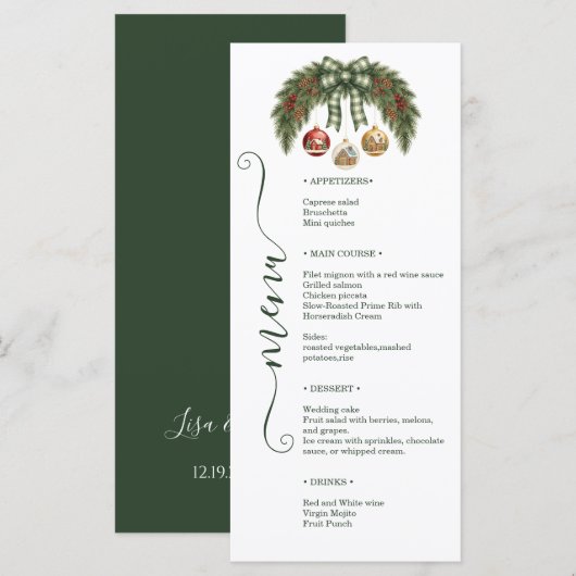Elegante rustikale Hochzeitsfeier Menükarte (Vorne/Hinten)