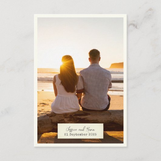 Elegante rustikale Hochzeitskarte mit Foto Begleitkarte (Vorderseite)