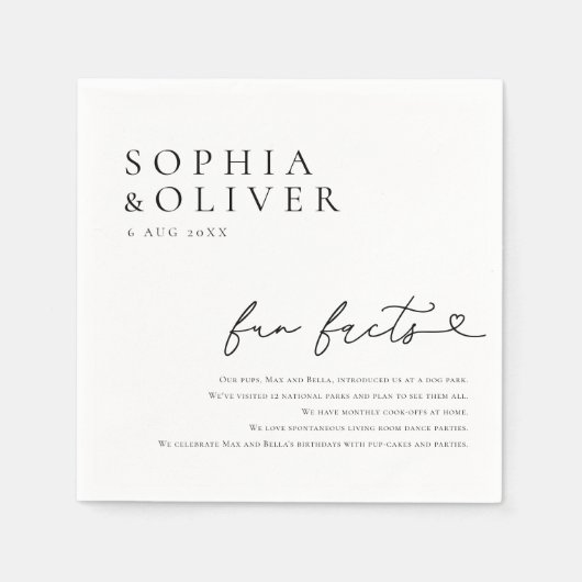 Elegante rustikale Hochzeitspass-Fakten Serviette (Vorderseite)