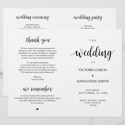 Elegante rustikale Hochzeitsprogramme (Vorne/Hinten)