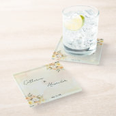 Elegante rustikale Hochzeitssaison Wasserfarben-Ro Glasuntersetzer (Schrägansicht)