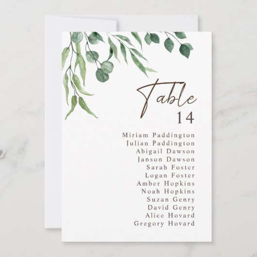 Elegante rustikale Hochzeitsskizze Tischnummer (Vorderseite)