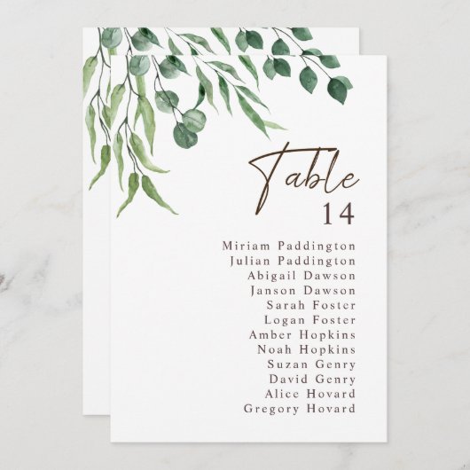 Elegante rustikale Hochzeitsskizze Tischnummer (Vorne/Hinten)