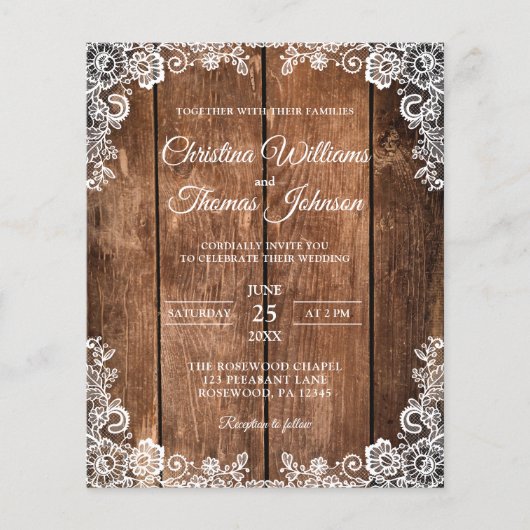 Elegante Rustikale Hochzeitsszenierung Flyer (Vorne)