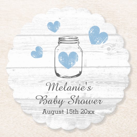 Elegante rustikale Holz Babydusche Party Untersetz Untersetzer (Vorderseite)