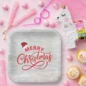 Elegante rustikale Holzkalligraphie mit Weihnachts Pappteller (Party)