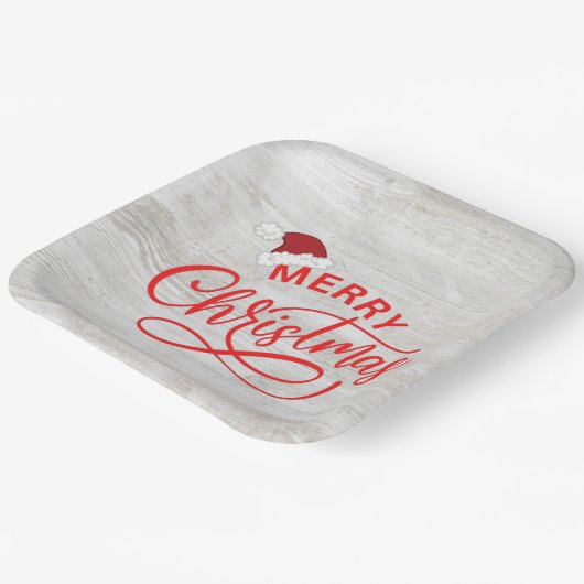 Elegante rustikale Holzkalligraphie mit Weihnachts Pappteller (Gewinkelt)