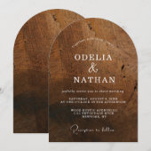 Elegante rustikale Holzkornstruktur Bogenförmige H Einladung (Vorne/Hinten)