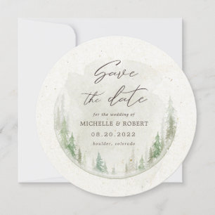 elegante rustikale Kiefernbäume Foto Save the Date Einladung
