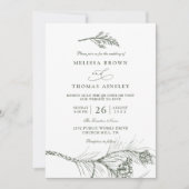 Elegante Rustikale Kiefernzweig QR-Code Hochzeit Einladung (Vorderseite)