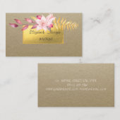 Elegante rustikale Kraft,Gold,Blume Visitenkarte (Vorne/Hinten)