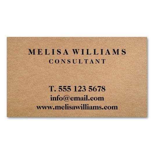 Elegante rustikale Kraft Magnetische Visitenkarte (Vorderseite)