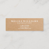 Elegante rustikale Kraft Mini Visitenkarte (Rückseite)