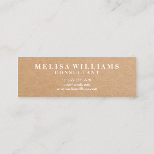 Elegante rustikale Kraft Mini Visitenkarte (Rückseite)