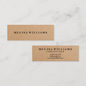 Elegante rustikale Kraft Mini Visitenkarte (Vorne/Hinten)