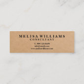 Elegante rustikale Kraft Mini Visitenkarte (Rückseite)