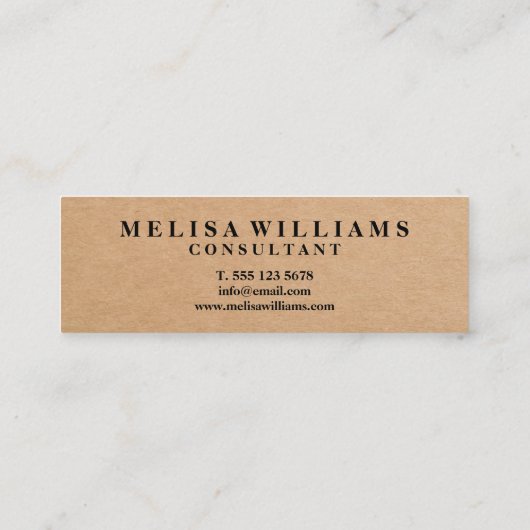 Elegante rustikale Kraft Mini Visitenkarte (Rückseite)