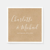 Elegante Rustikale Kraft-Signature-Hochzeit Serviette (Vorderseite)