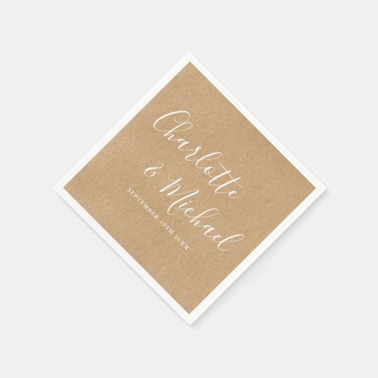 Elegante Rustikale Kraft-Signature-Hochzeit Serviette (Ecke)