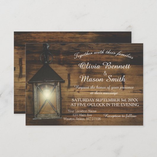 Elegante rustikale Laternenbeleuchtung Hochzeitska Einladung (Vorne/Hinten)