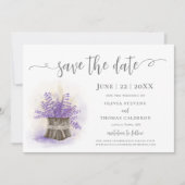 Elegante Rustikale Lavendel Weizen Wasserfarbenflo Save The Date (Vorderseite)