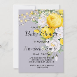 Elegante rustikale Lichter Gelbe Blütendusche Einladung