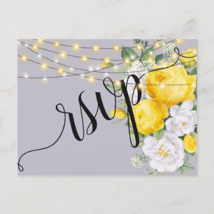 Elegante Rustikale Lichter Gelbe Flo RSVP Einladun Einladungspostkarte