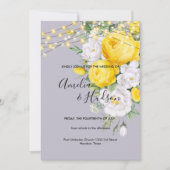 Elegante Rustikale Lichter Hochzeit Gelbe Blüte Einladung (Vorderseite)