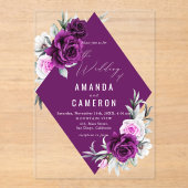 Elegante rustikale Lila Blush Geometrische Hochzei Acryleinladungen (Vorderseite)