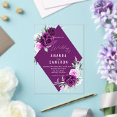 Elegante rustikale Lila Blush Geometrische Hochzei Acryleinladungen (In Situ (Hochzeit))
