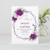 Elegante rustikale Lila Blush Geometrische Hochzei Einladung (Stehend Vorderseite)